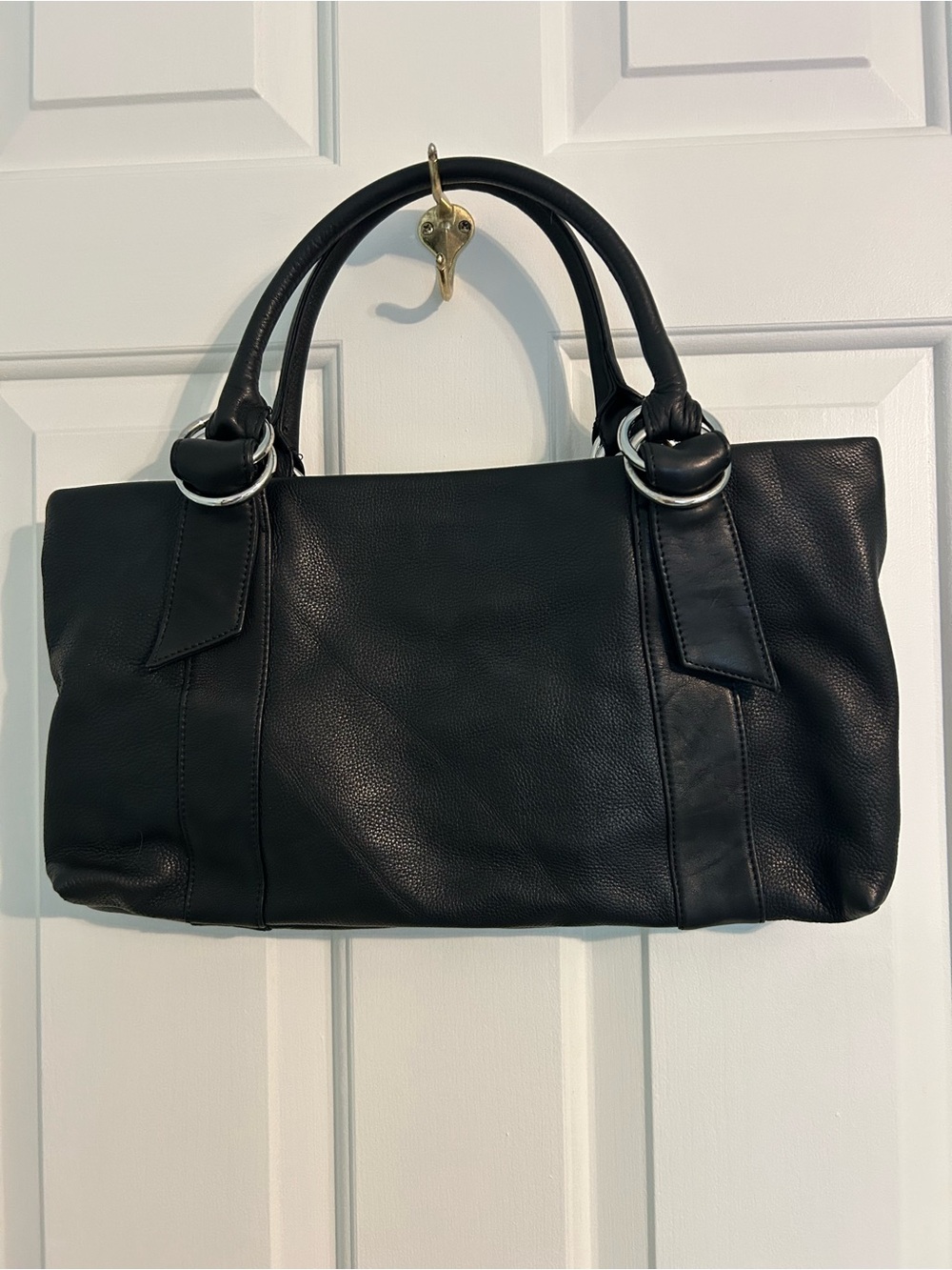 Express Black Pebble Leather Shoulder Tote Bag - Picture 3 of 11